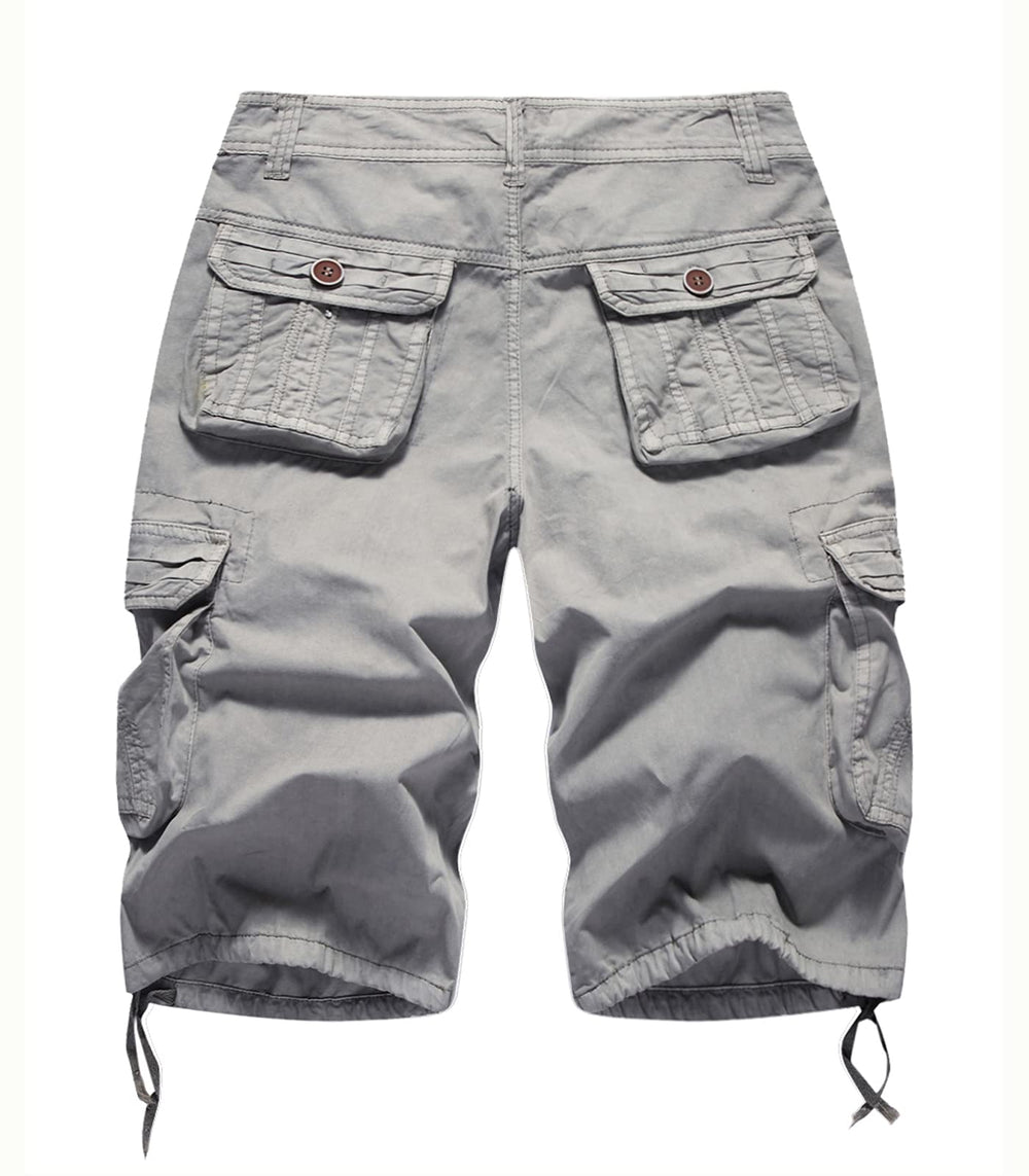 FOURSTEEDS cargo shorts grey close-up highlighting durable cotton fabric for adventures