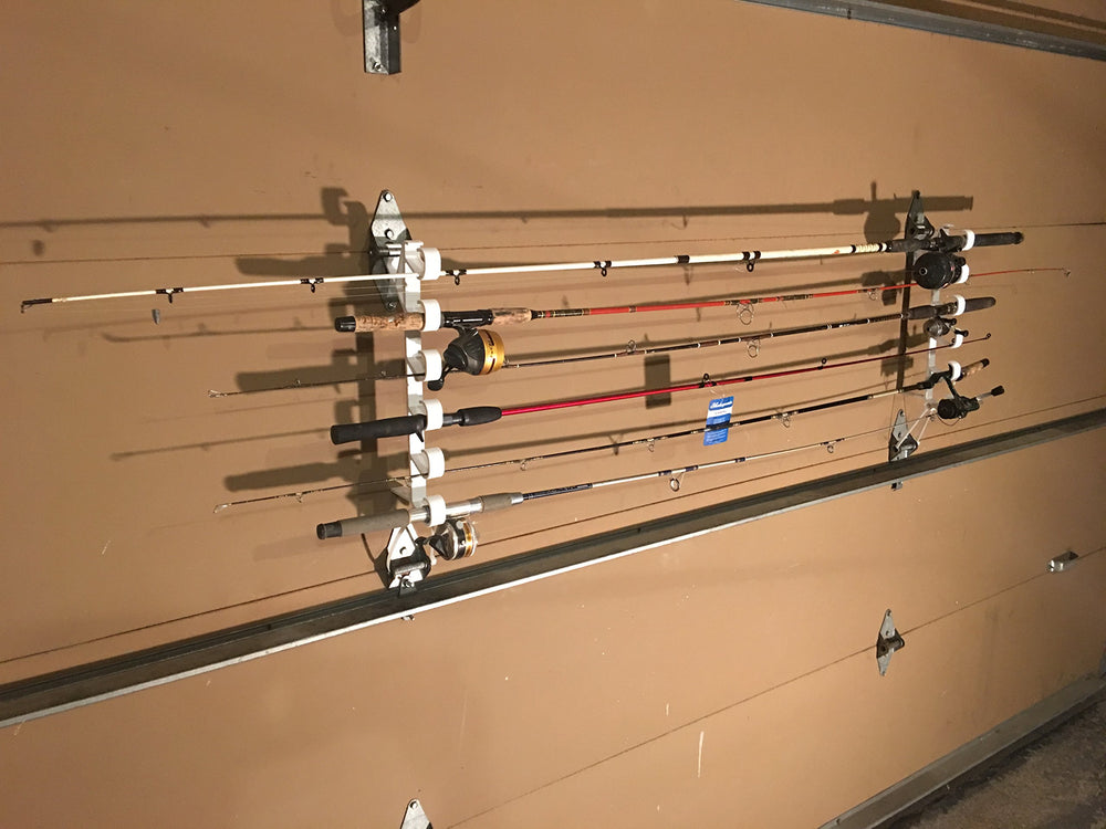 No-drill installation of storage rack on garage door hinges