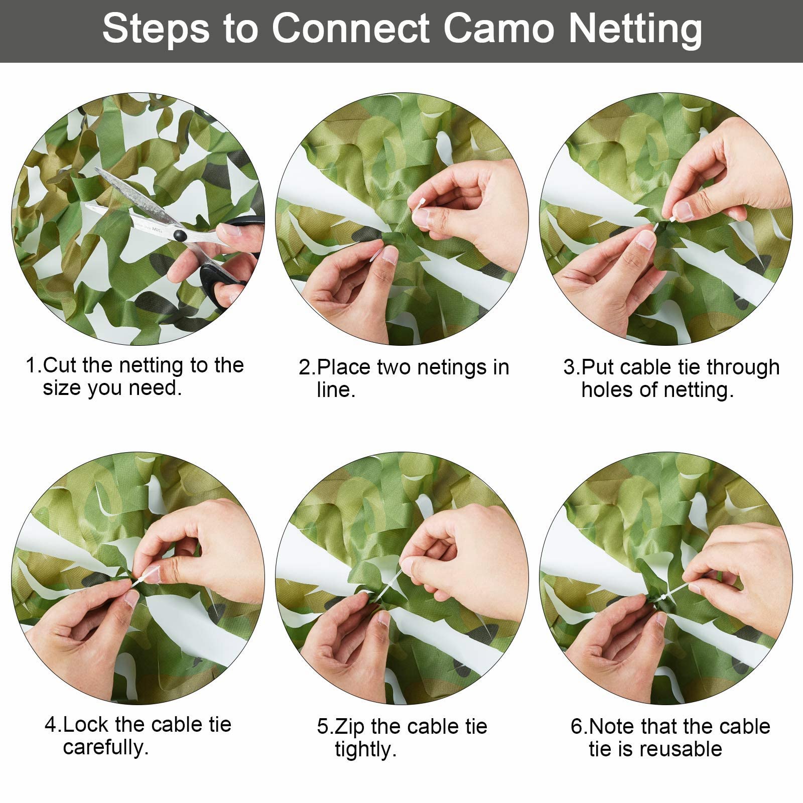 Fousam camo netting 20x20 roll durable 150D polyester withstands weather