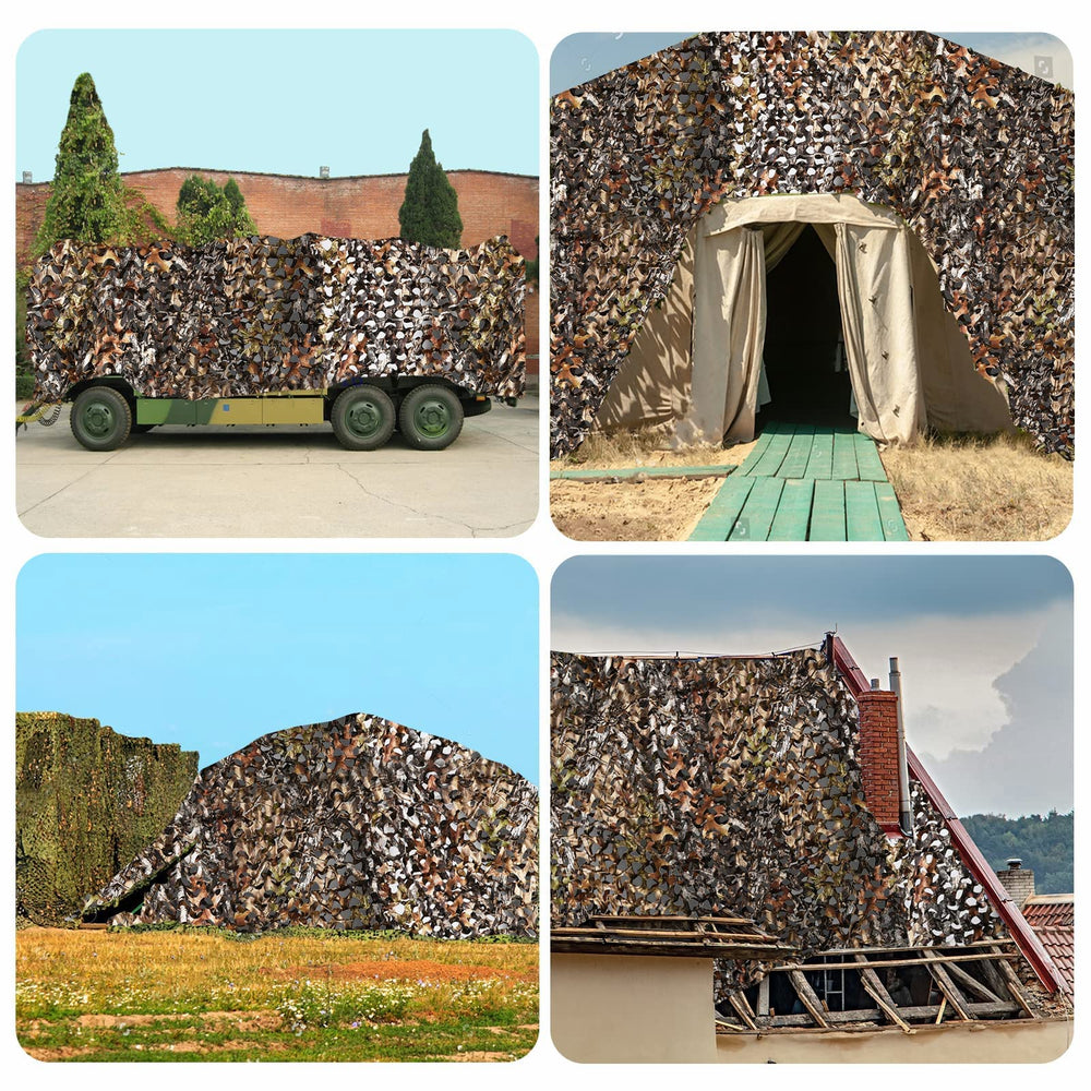 Fousam camo netting hunting blind setup demonstrates quick concealment.