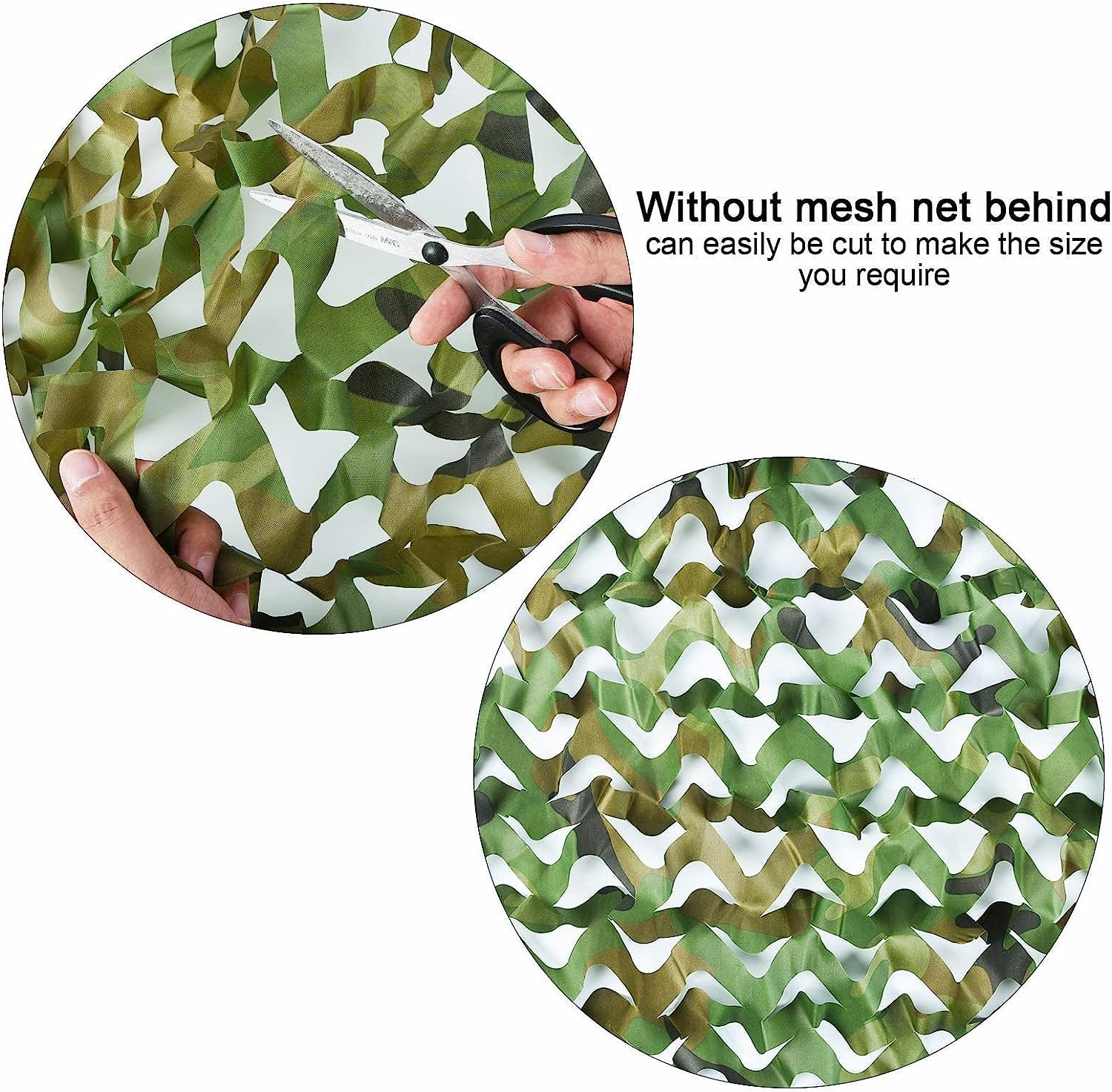 Fousam camo netting leaf print detail blends with terrain