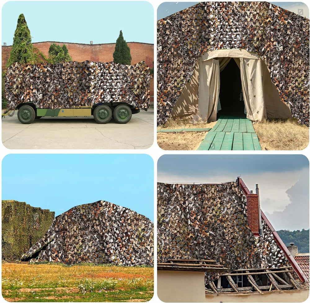Fousam camo netting used as party backdrop for decorative camouflage in outdoor settings.