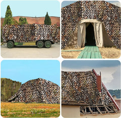 Fousam camo netting used as party backdrop for decorative camouflage in outdoor settings.