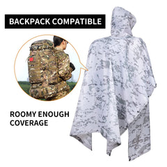 Fousam Camo Rain Poncho heavy-duty grommets for portable shelter setup