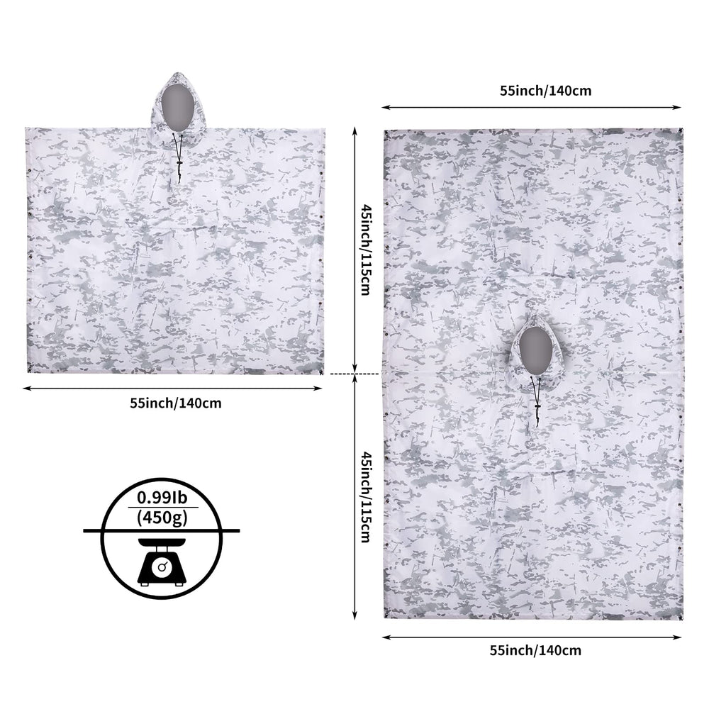 Fousam Camo Rain Poncho hood design for hands-free rain coverage