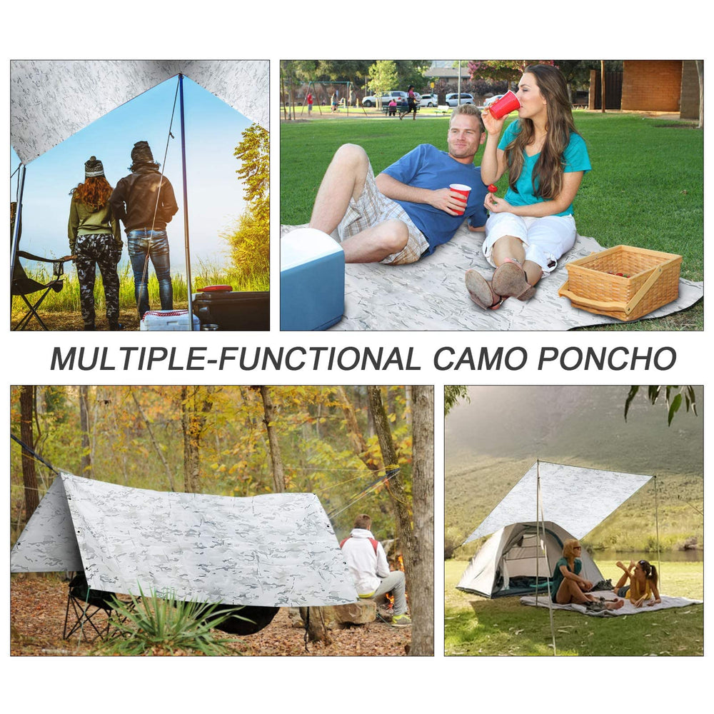 Fousam Camo Rain Poncho oversized coverage for full rain protection