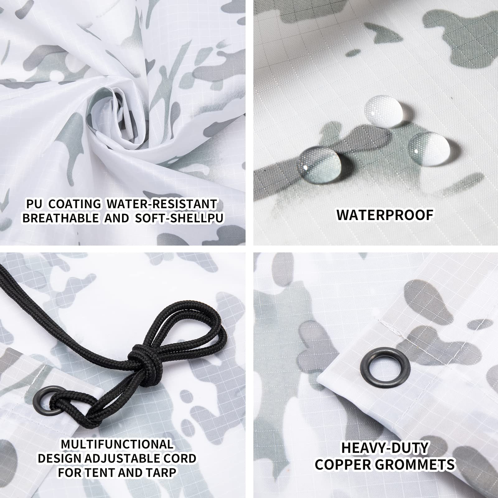 Fousam Camo Rain Poncho packable design fits into carrying bag