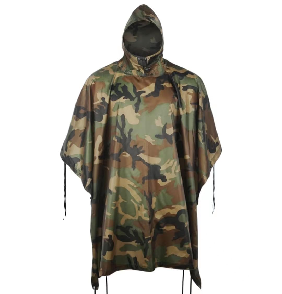 Fousam Camo Rain Poncho waterproof performance keeps you dry in rain