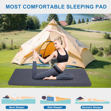 FOUXTEL memory-foam camping mat foam closeup shows dense support for outdoor nights.