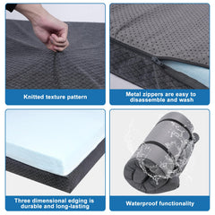 FOUXTEL waterproof fabric grey cover demonstrates rain-ready protection at campsites.