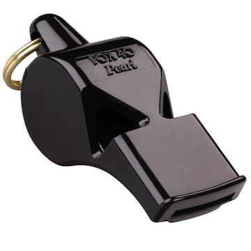 Fox 40 APITO Pearl Black front view - durable whistle for crowd safety