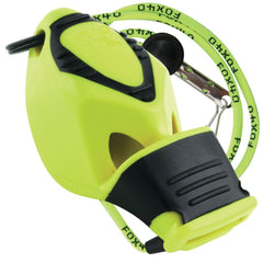 Fox 40 Epik CMG whistle in black with neon yellow accents, ideal for reliable referee signaling in games