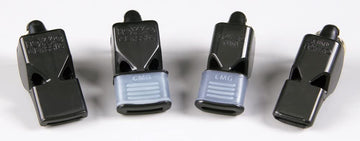 Fox 40 mini whistle with lanyard attached, ready for quick access in crowded sports settings.
