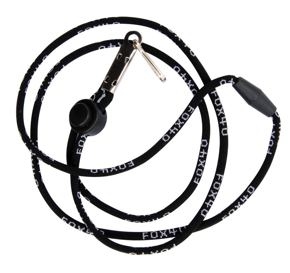 Fox 40 mini whistle close-up with lanyard, showing durable construction and easy accessibility.