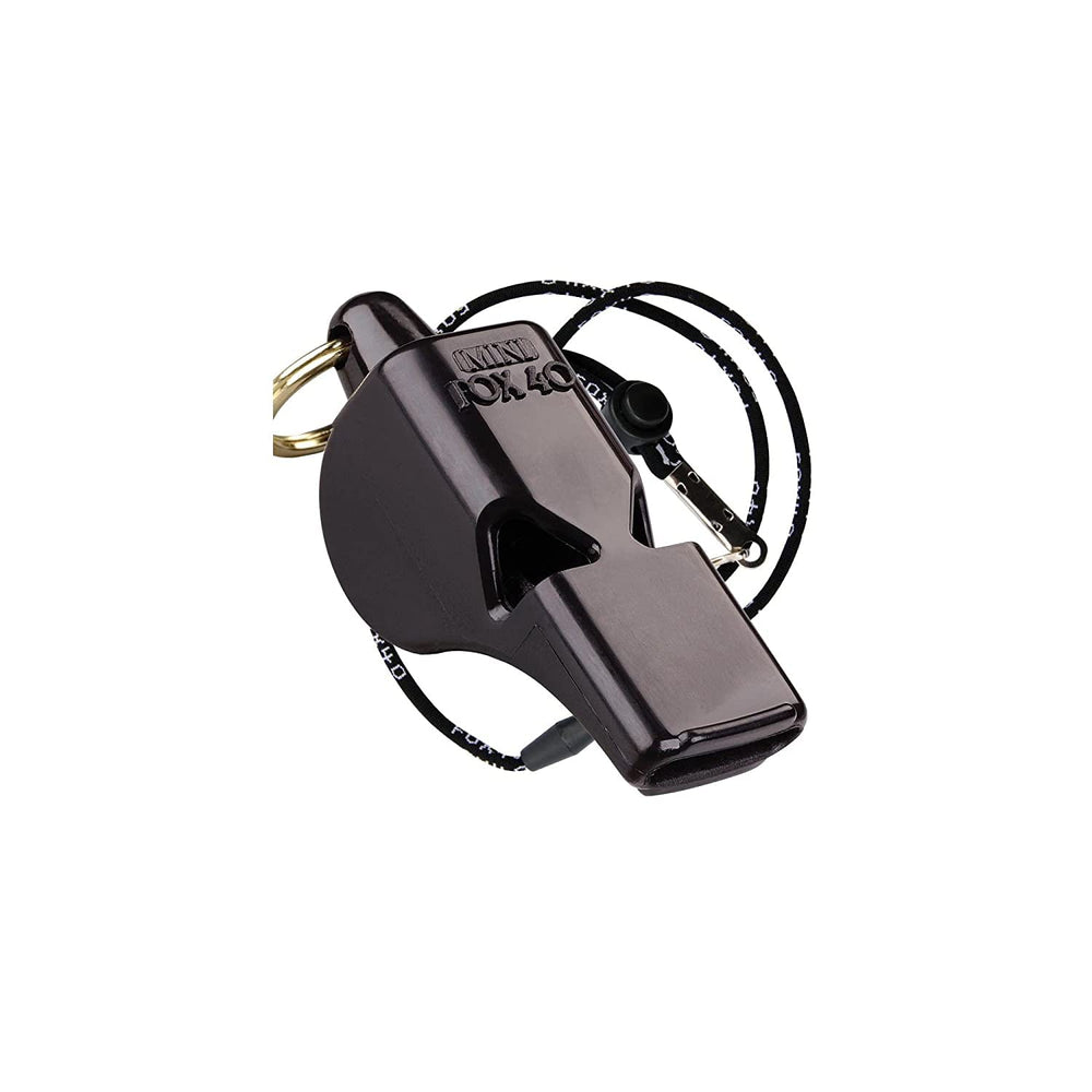 Fox 40 Original Mini Whistle with Lanyard in black for quick, clear signals on the field.