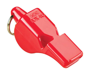 Fox 40 red whistle with 3-chamber design for clear sports signals
