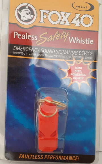 Fox 40 Sea Sport Mini Whistle blue close-up of 3-chamber pealess design