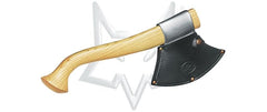 Fox Knives 682M trekking axe Sassafras handle for comfortable grip during camping tasks.