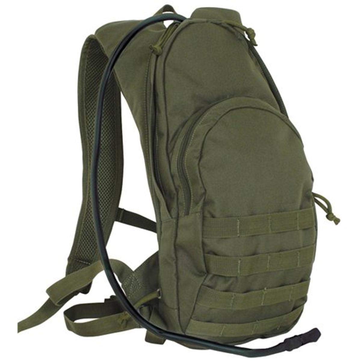 Fox Outdoor Compact Hydration Backpack shoulder strap with 2.5L bladder and ambidextrous ports for hands-free hydration