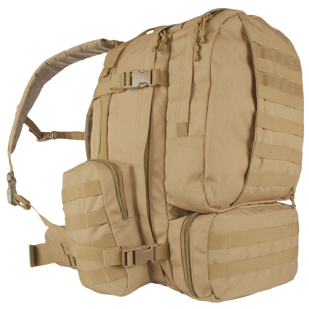 Fox Outdoor Products Advanced 3-Day Combat Pack dual hydration ports support on-the-go drinking.