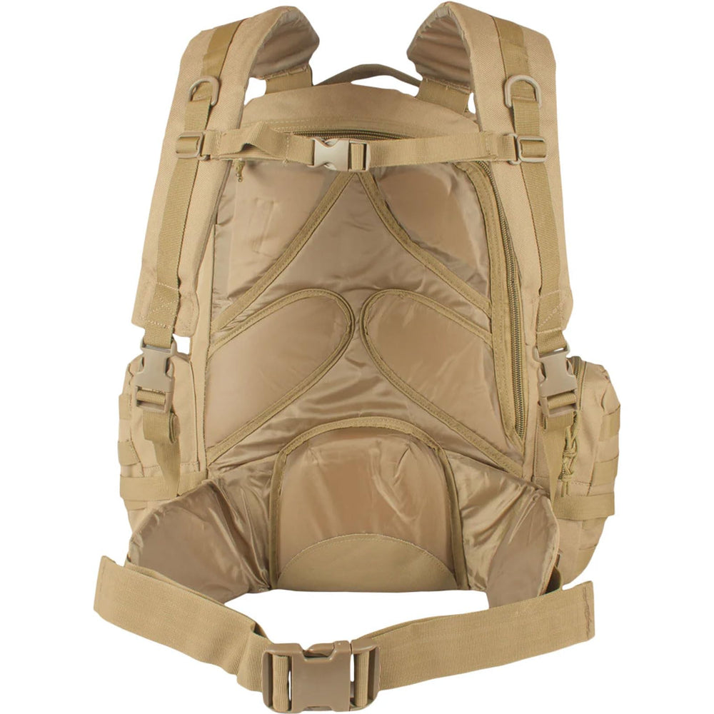 Fox Outdoor Products Advanced 3-Day Combat Pack padded back and straps improve comfort during long wear.
