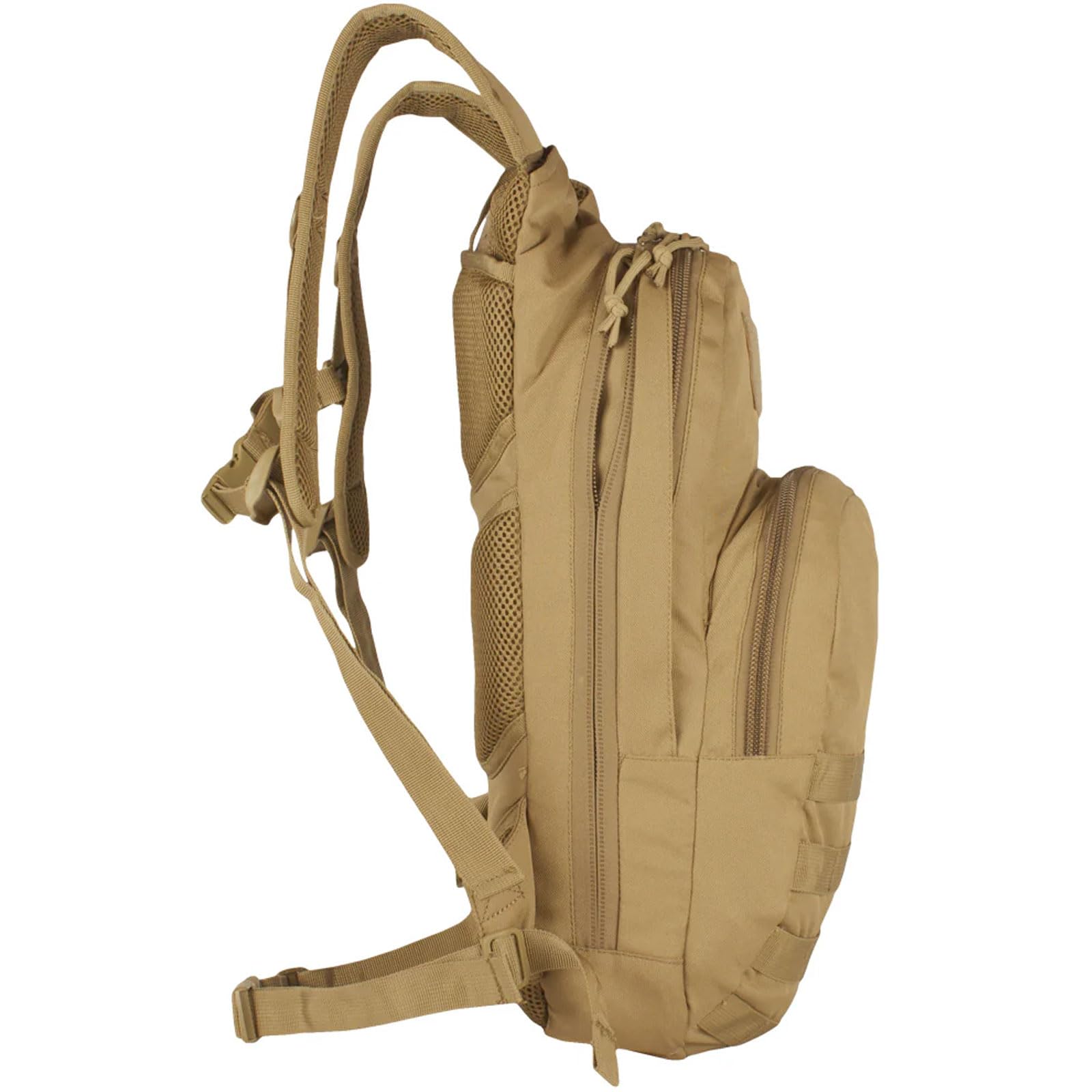 Fox Outdoor Products compact hydration backpack main compartment open demonstrating organized storage