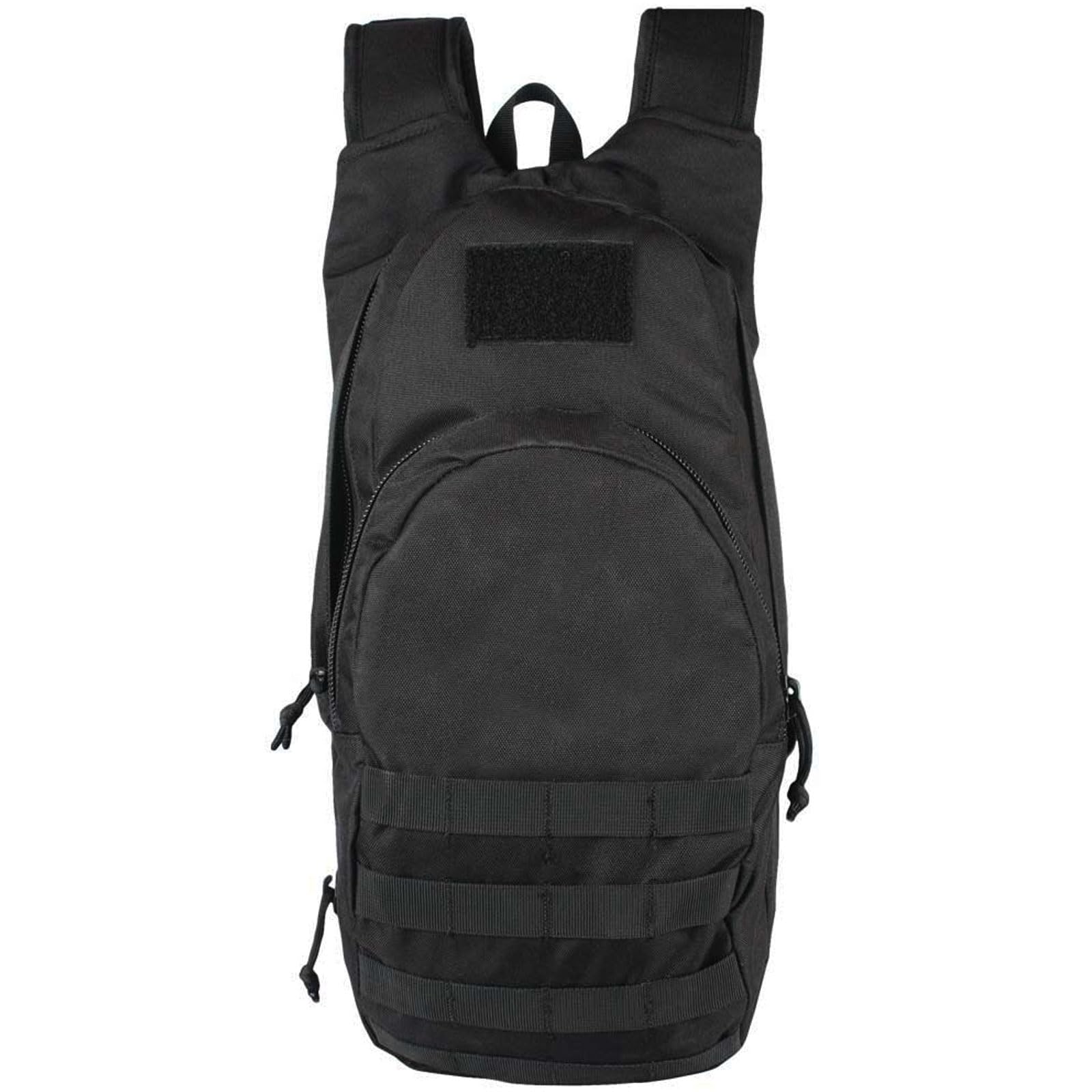 Fox Outdoor Products hydration backpack side view with MOLLE webbing for expandable carry.