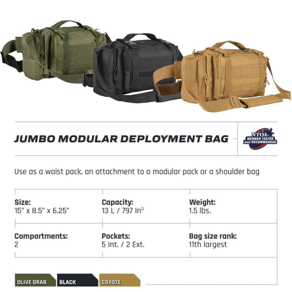 Fox Outdoor Products Jumbo Modular Deployment Bag back view, MOLLE-ready for modular gear