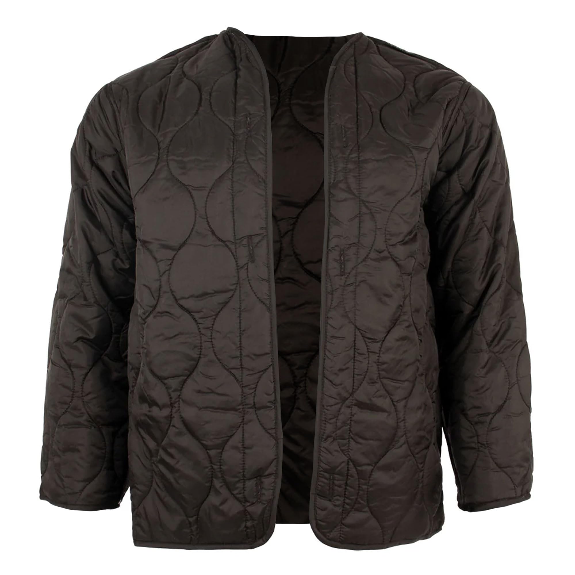 Fox Outdoor Products M65 Field Jacket Liner front view in black showing secure layering for cold-weather wear