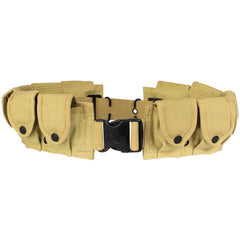 Fox Outdoor Products military belt khaki front view highlighting the quick-release buckle for fast access