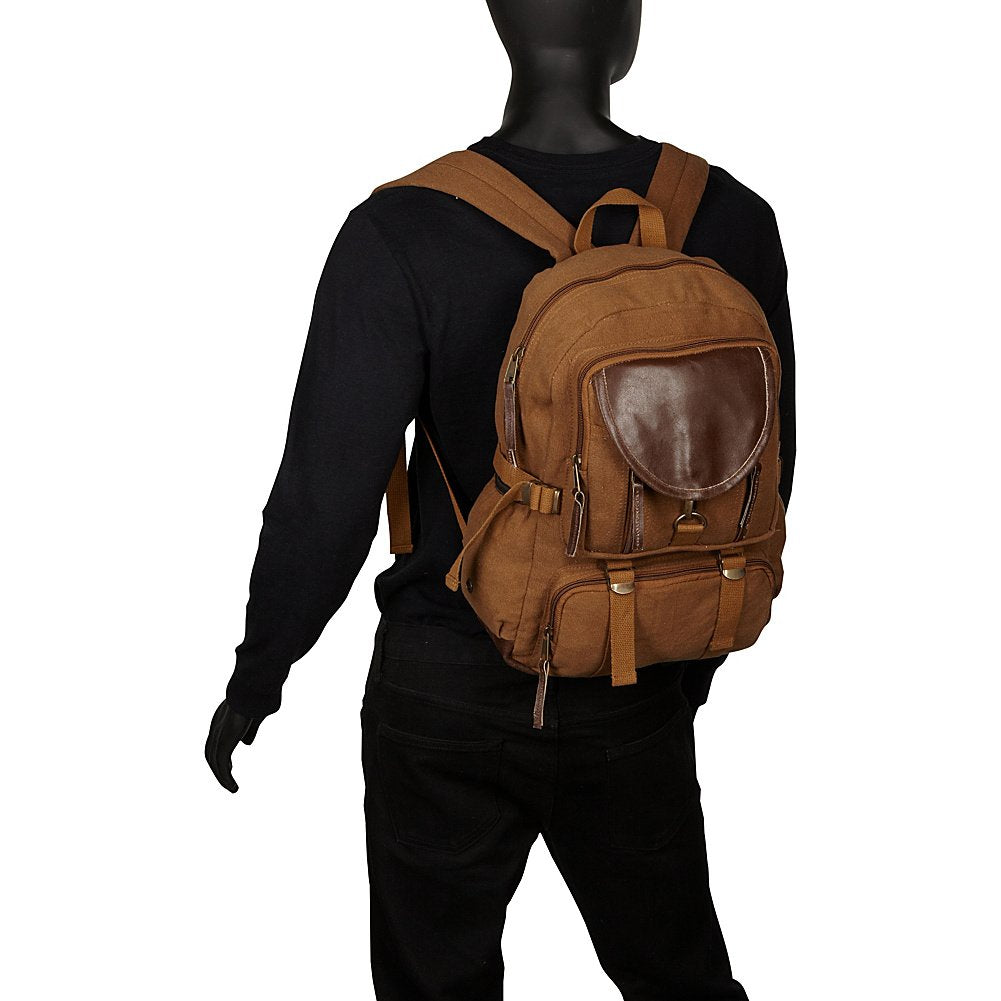 FOX OUTDOOR PRODUCTS Retro Parisian Daypack front zippered compartments for quick-access essentials.
