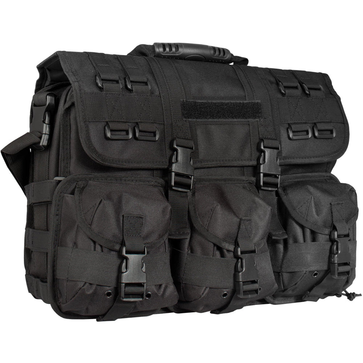 Fox Outdoor Products tactical field briefcase in black with padded laptop sleeve for secure transport.