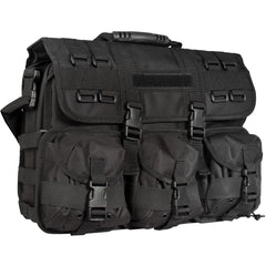 Fox Outdoor Products tactical field briefcase in black with padded laptop sleeve for secure transport.
