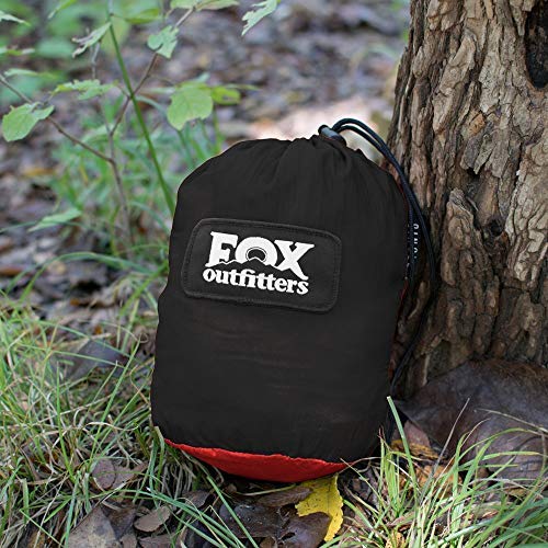 Fox Outfitters Neolite double hammock backyard setup for indoor-outdoor versatility.