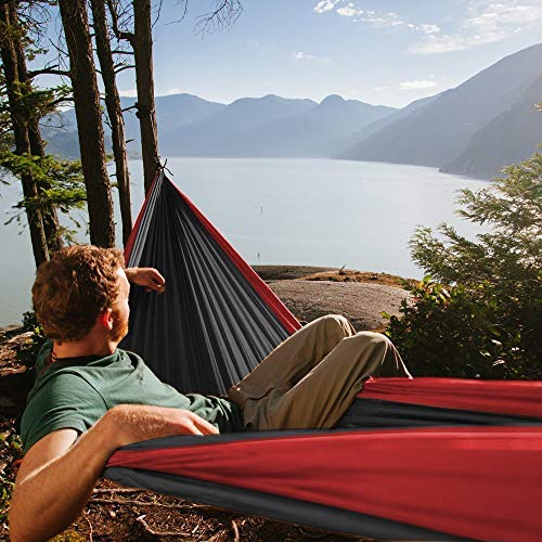 Fox Outfitters Neolite double hammock nautical ropes provide secure suspension.