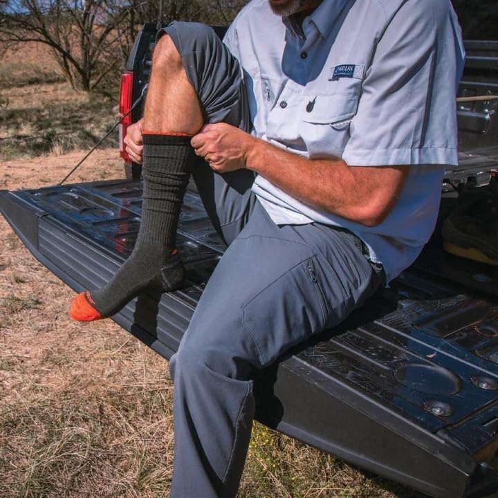 FOX RIVER Original Hunt Crew Sock Olive, side view, reinforced toe and heel for durability.