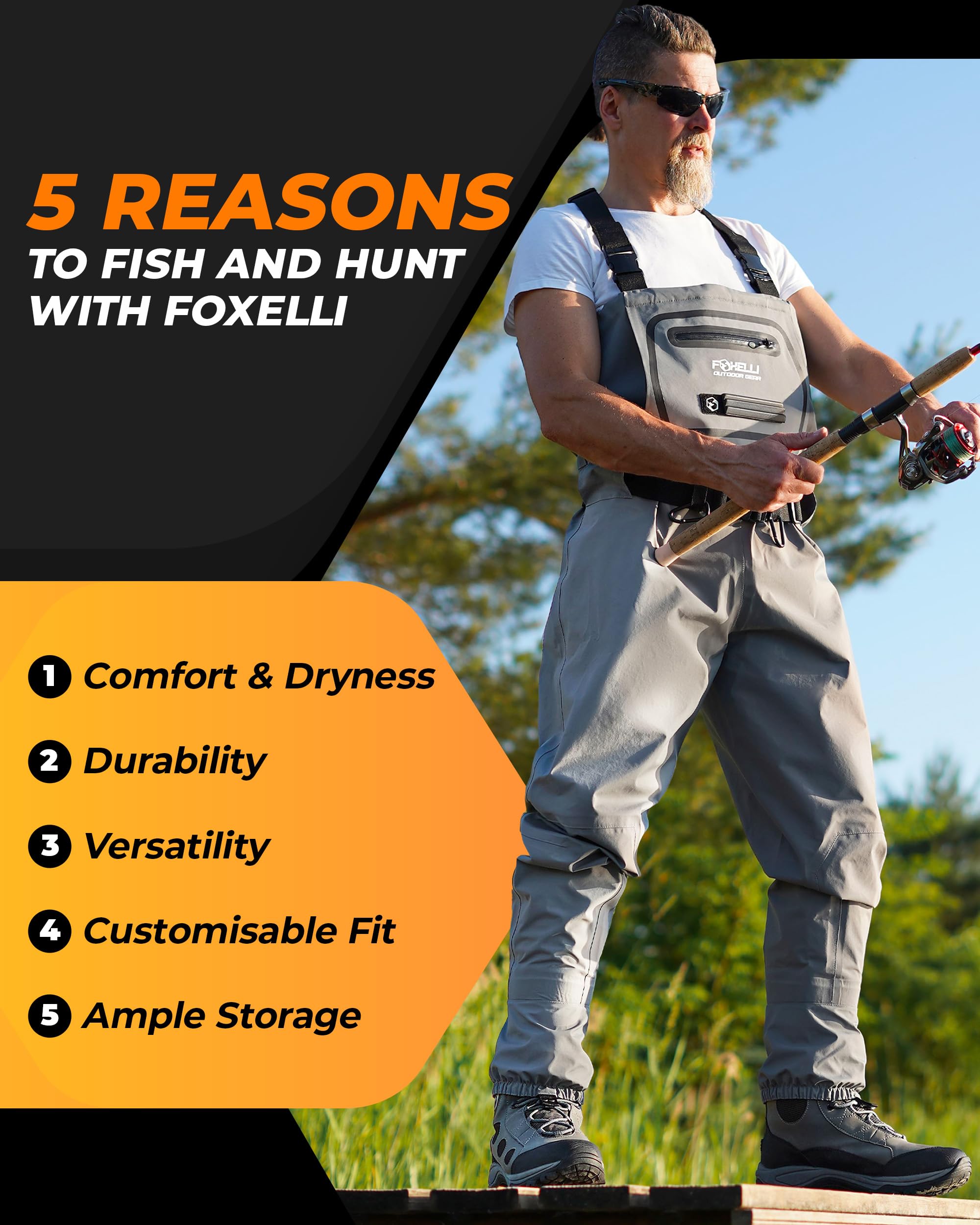 Foxelli Breathable Waders inner pocket for small essentials