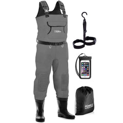 Foxelli chest waders with 4mm neoprene for warmth in cold water use.