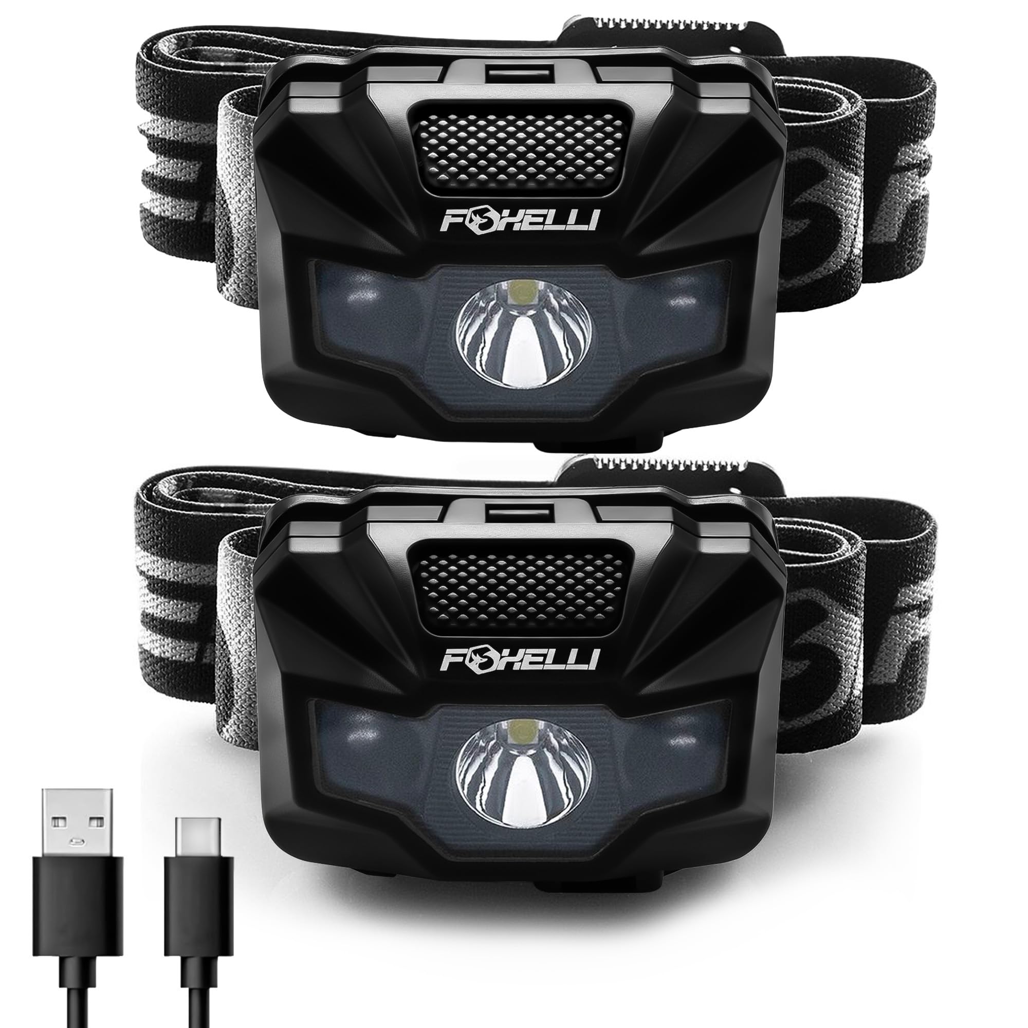 Foxelli USB-C headlamp white beam delivers bright hands-free light for nighttime tasks.