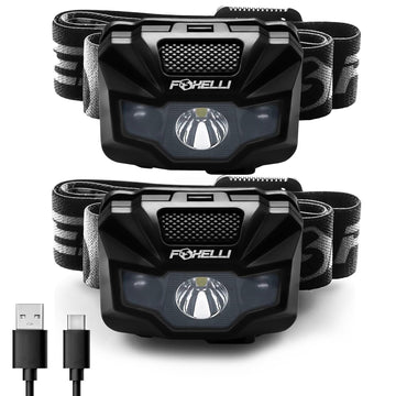 Foxelli USB-C headlamp white beam delivers bright hands-free light for nighttime tasks.