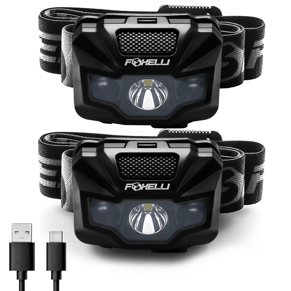 Foxelli USB-C headlamp white beam delivers bright hands-free light for nighttime tasks.