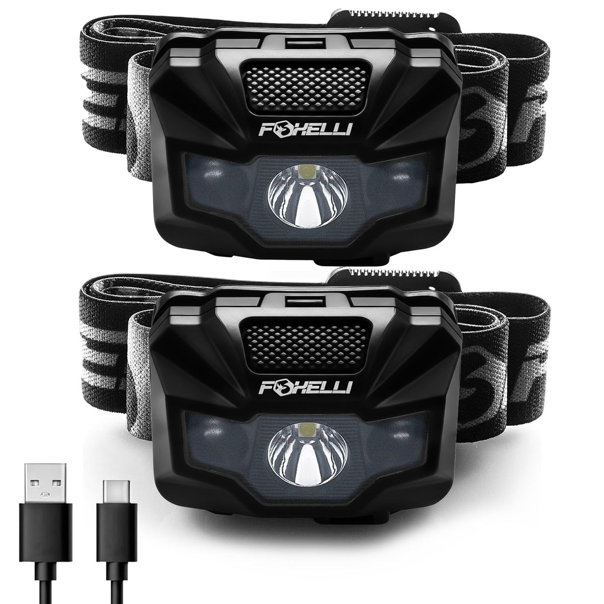 Foxelli USB-C headlamp white beam delivers bright hands-free light for nighttime tasks.