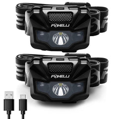 Foxelli USB-C headlamp white beam delivers bright hands-free light for nighttime tasks.