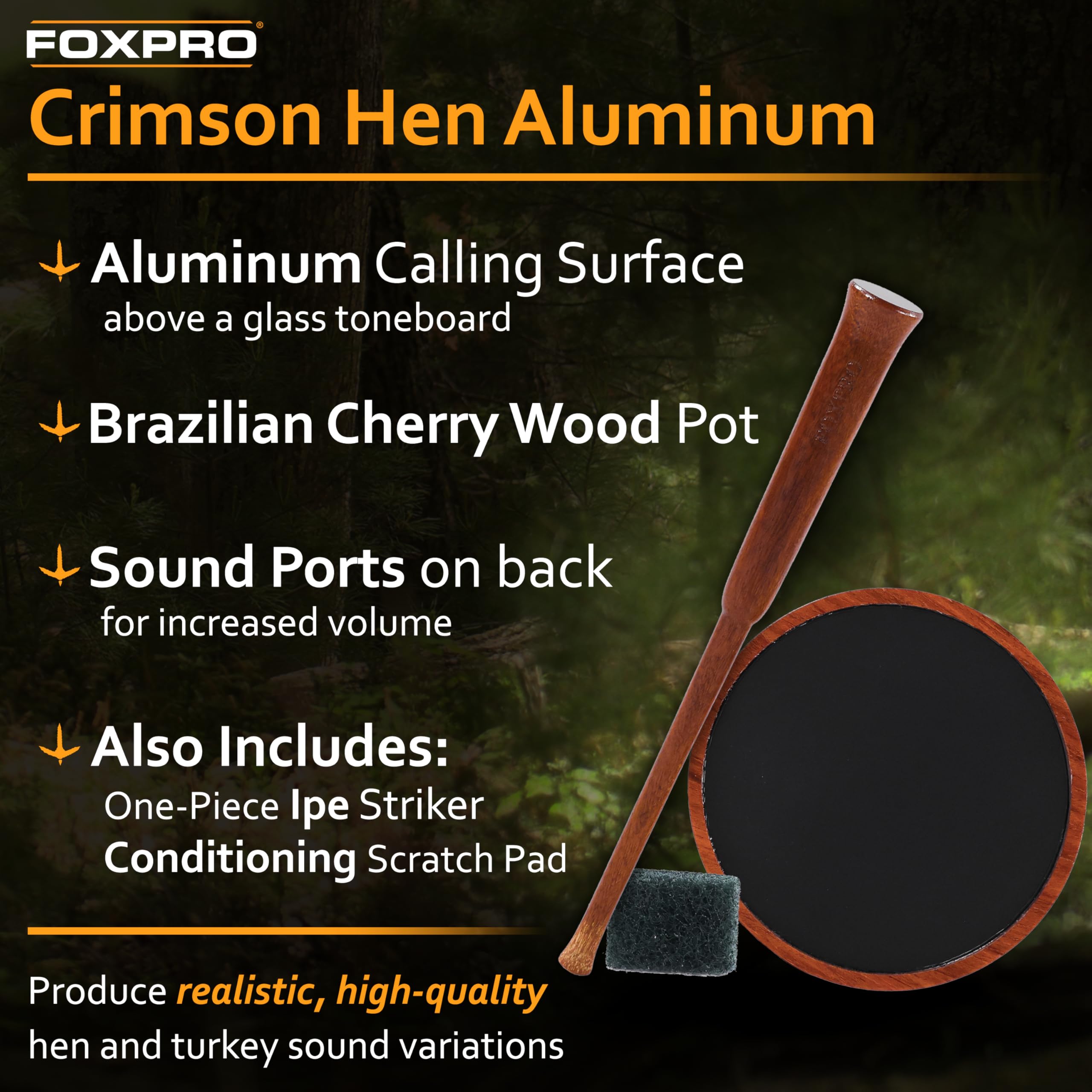FOXPRO Crimson Hen bottom sound ports boost volume and projection