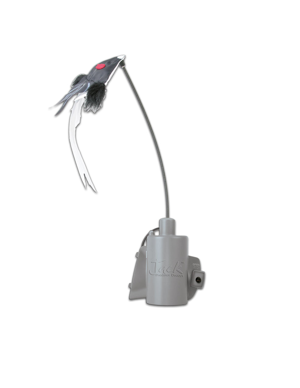 FOXPRO FoxJack 5 predator decoy mounted on FOXPRO call, offering lifelike motion.