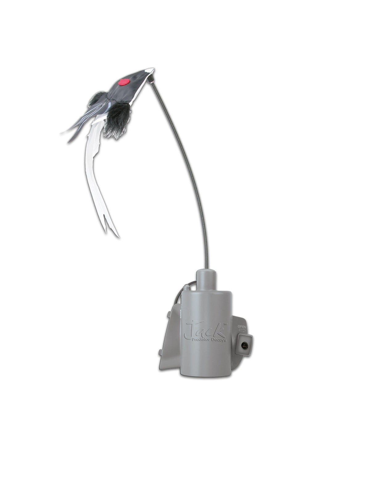 FOXPRO FoxJack 5 predator decoy mounted on FOXPRO call, offering lifelike motion.