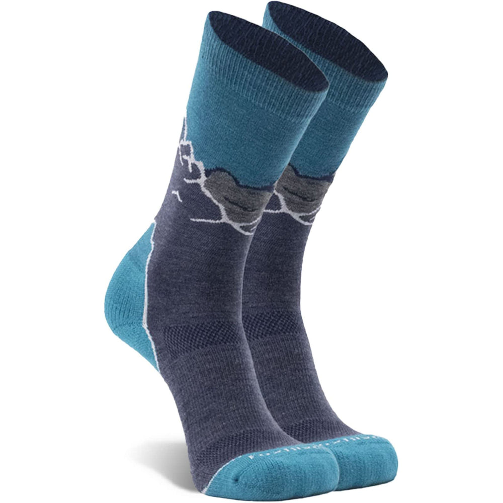Fox River Sumter hiking sock in navy with reinforced heel for trail durability.
