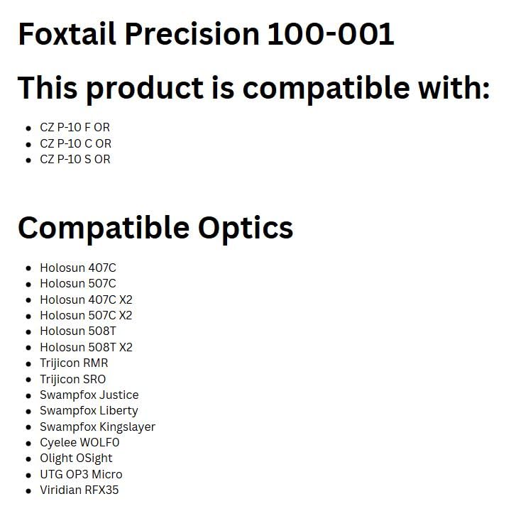 Foxtail Precision red dot adapter for Holosun 509T fit enables quick sight mounting