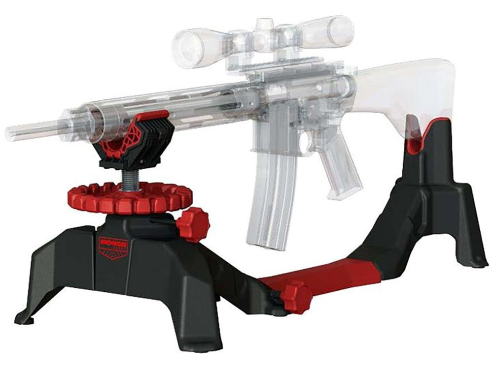 Fully assembled Foxtrot shooting rest with adjustable elevation and padded supports