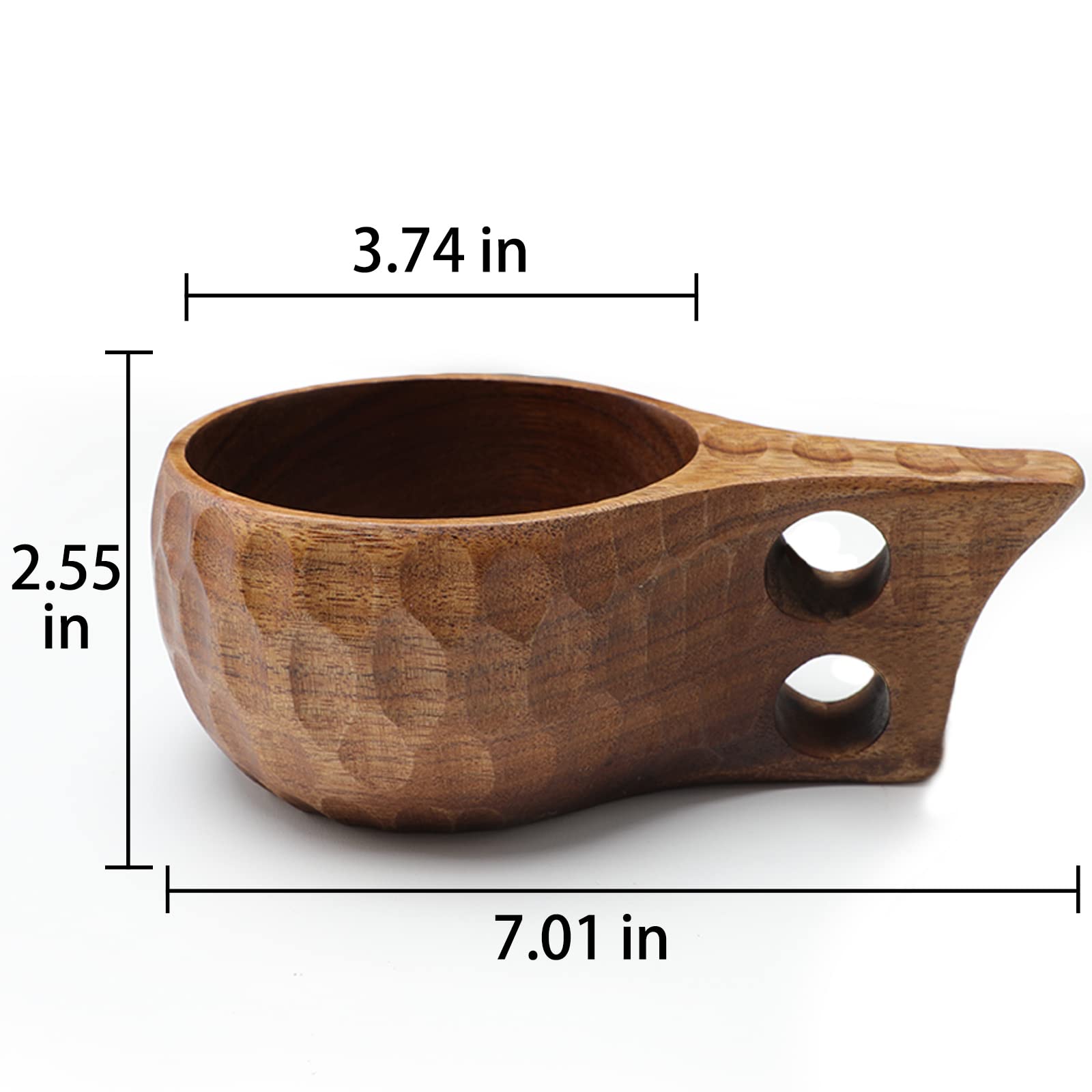 Foxyoo Kuksa mug ergonomic handle provides comfortable grip during outdoor adventures.
